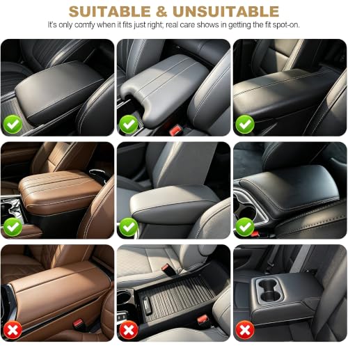 YORKNEIC Car Middle Console Cover for Ford Edge with Storage Bag(Black) | Waterproof Faux Leather Armrest Cushion with 2 Storage Bags Anti-Scratch Wear-Resistant Arm Rest Cover for Edge - color: 001#Black, size: Fit for Ford Edge