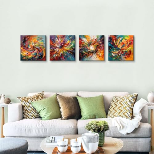 Colorful Abstract Wall Art Multi Color Graffiti Canvas Pictures Bedroom Wall Decor Watercolor Fantasy Splash Liquid Prints Painting Contemporary Artwork Kitchen Living Room Home Decoration 12x12" 4Pcs - color: Abstract, size: 12 x 12 in