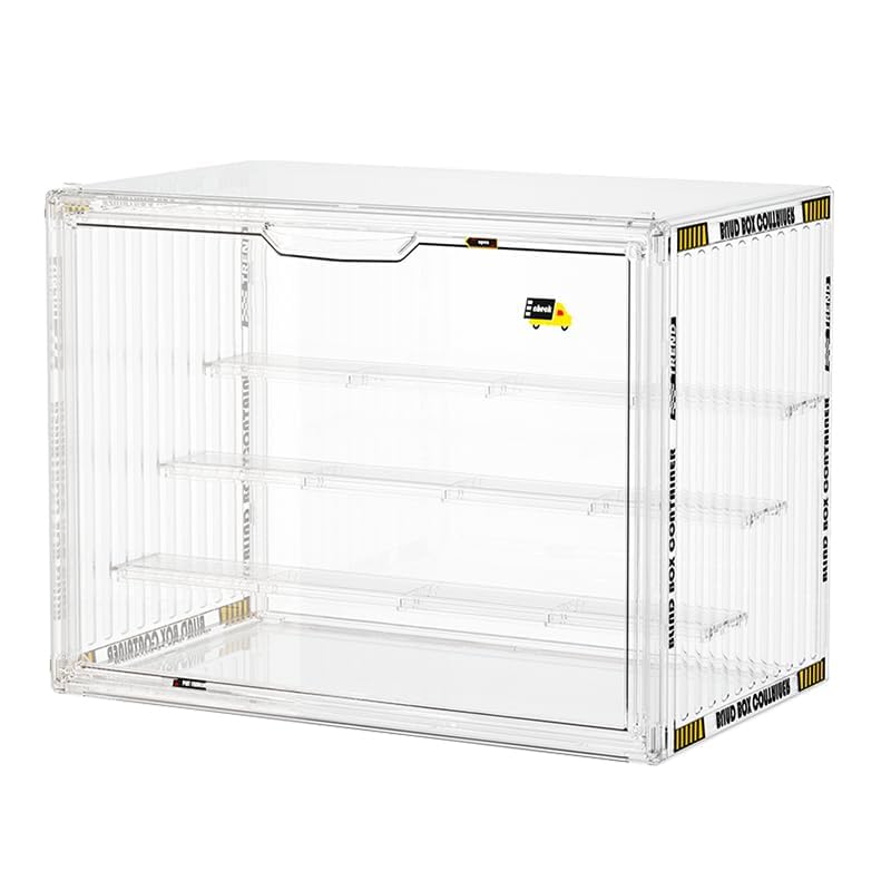 BOHOIDEE 4 Tiers Clear Display Case for Figures, Acrylic Storage Organizers Box with Magnetic Door, Large Dustproof Showcase for Collectibles Action Figure - size: Tabletop Large