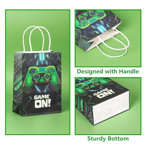 Lesnala 16Pcs Video game party favor bags with handle 2 styles Video game candy treat goodie bags for Kids Gamer Themed Birthday Party Decorations Supplies