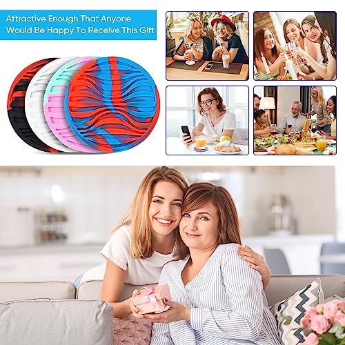 6 Pcs Rubber Drink Coasters Holder Silicone Cup Mat Outdoor Plastic Coaster | Coasters for Drinks Non-Stick Non-Slip Coasters Set Thickened Hot-Cold Drink Fits Any Cups Table Rubber Glass Coaste - color: Blue Red-plastic Holder