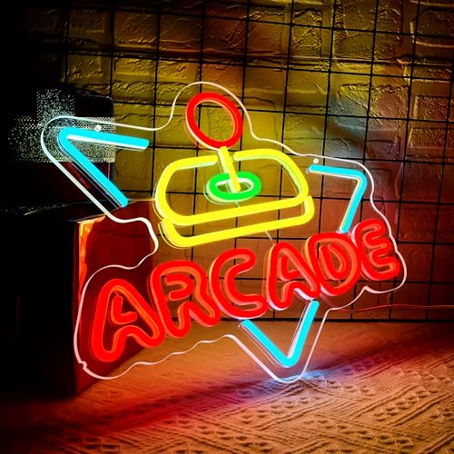 Arcade Neon Sign for Wall Decor Gamer LED Light Up Sign for Game Room Gaming Neon Lights for Boys Bedroom Man Cave Garage Party Birthday Cool Gifts for Gamers Men Teen Boys Size 15.7*12.6in(GLND381) - color: Arcade