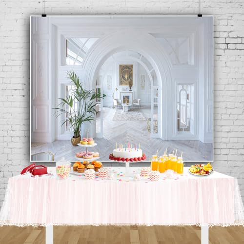 Living Room Backdrop Modern Business Office Window White Indoor Photography Background Meeting Home Arch Door Home House Video Conferencing Decor Photo Shoot Booth Props 10x8ft