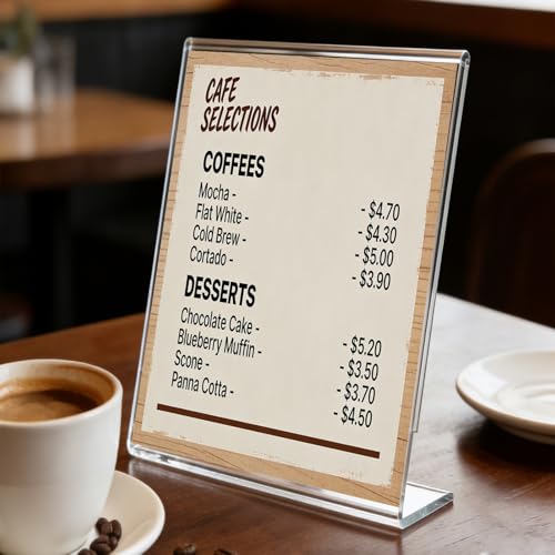 6 Pack Acrylic Sign Stand Holders, 8.5 x 11 Clear Plastic L Shape Table Paper Display Stand, Suit for Displaying Posters, Picture, Flyers, Menu - style: 6 pack