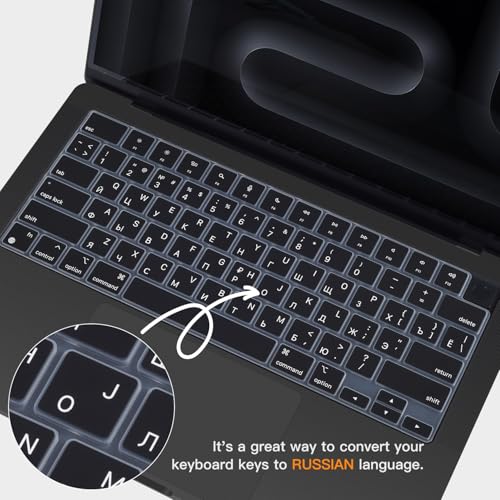 Russian Keyboard Cover Skin for 2026-2021 Apple MacBook Pro 14 A3426 A3427 A3434 A3112 A3401 A3185 A2992 A2918 A2442 A2779, MacBook Pro 16 A3428 A3429 A3403 A3186 A2991 M5-M1 Pro Max Protector-Black - color: Black-Russian, size: MacBook Pro 14" 16" 2021+