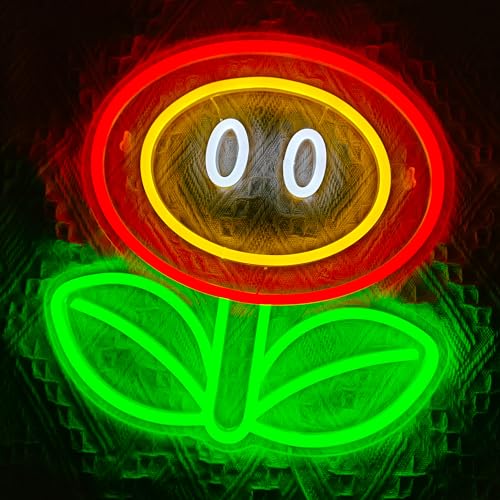 Fire Flower Neon Sign, Dimmable Gaming Neon Sign for Man Cave,Bedroom, Gamer Room, Living Room, Party Wall Decor, Birthday Christmas Gifts - color: Fire Flower
