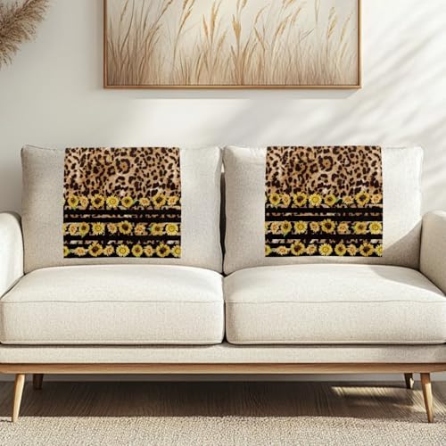 Brown Leopard Sunflower Print Headrest Cover for Recliner Chair, Recliner Headrest Protector 16.53 x 26.18 inch Sofa Head Protector Furniture Protectors for Recliners Sofa Slipcovers - color: Brown Leopard Sunflower