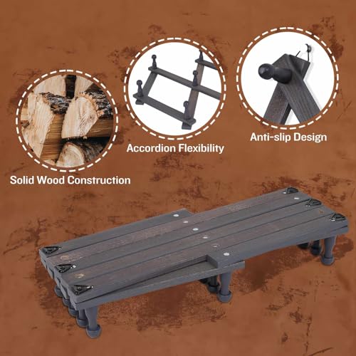SCUNDA Rustic Wall Mounted Hat Rack with Space Saving Accordion Design, Expandable Hat Holder with 16 Wood Hooks, Modern Farmhouse Wall Hanger for Mug, Coat, Bags(Shabby Grey) - color: Rustic Gray, size: 16 Hooks