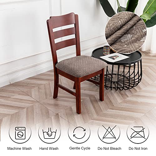 Genina Waterproof Chair Seat Covers Dining Room Chair Covers Stretch Seat Cover for Dinning Room Chair Protector Slipcovers for Kitchen, Hotel (2, Pattern1-Taupe) - color: Pattern1-taupe