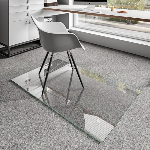 Koonmi Chair Mat for Carpet, Tempered Glass 30"x48" Office Chair Mat, Glass Chair Mats with Rounded and Polished Edges, Ideal for Hardwood Floor, Carpet, Office, Desk, Rolling Chair - color: Transparent, size: 30"x48"
