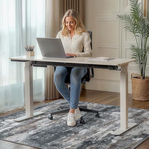 Office Chair Mat for Hardwood Tile Floor, Abstract 36"X 60" Desk Mats for Office Chair on Rolling Chairs Carpet, Desk Anti-Slip 1/5" Thick Rug for Computer Chair, Thin Low-Pile Floor Mat, Dark Gray - color: Dark Gray, size: 36"x60"