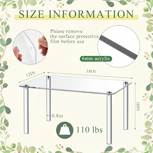 1 Pcs 18 Inch Extra Large Acrylic Risers Display Stands Rectangular Plant 4-leg Acrylic Stand, 6mm Thick Clear Shelf Riser Display Stands for Decor Collectibles Figures and Item Photography - color: Acrylic, size: 18×12×10in