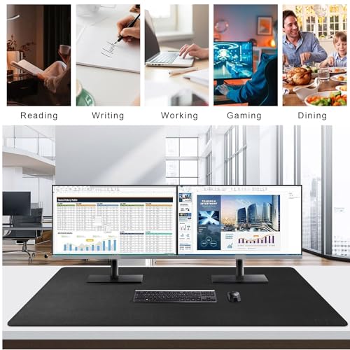 Mydours 48"x28" XXL Desk Mat, Large Desk Pad, PU Leather Desk Pad for Computer Keyboard & Mouse Setup, Full Mat for Office Work, Mega Mouse Pad Surface for Standing Desk Workstation - color: Black, size: 47.2" x 27.6"