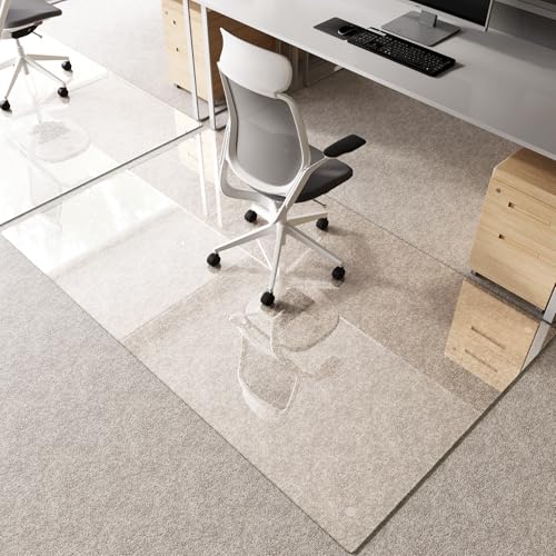 Tempered Glass Chair Mat 80"x48" – Ultra-Clear Office Chair Mat for Hardwood Floors & Low-Pile Carpets – Heavy-Duty 0.2" Scratch-Resistant Surface with Non-Slip Pads – Supports 1,000 lbs - size: 80"x48"