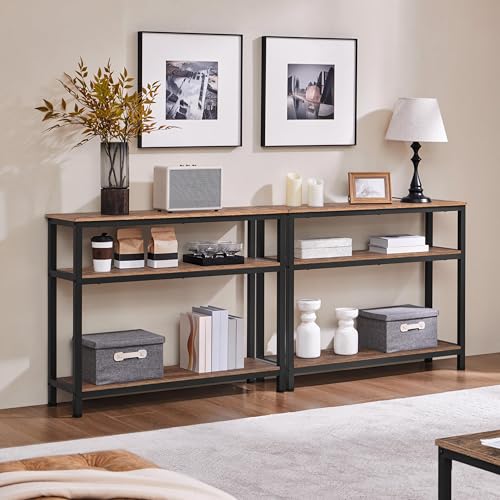 Yaheetech Industrial Console Table, 3 Tier Entryway Table with Storage Shelves, Narrow Sofa Tables for Living Room, Foyer, Hallway, Entrance, Metal Frame, Rustic Brown - color: Rustic Brown