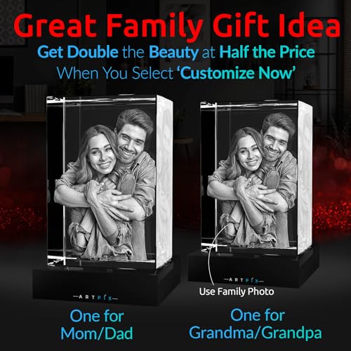 ArtPix 3D Premium Crystal Photo, Personalized Gifts for Women, Wife, Mom, Her, Him, Men, Great Customized Gift With Your Own Photo - Anniversary, Wedding, Birthday - size: Medium Premium, style: Portrait