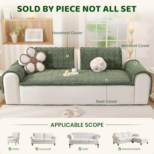 Royhom Couch Cover for Dogs Washable, Soft Thick Pet Couch Covers for Sofa, Pawcart Couch Protector Pet Friendly, Furniture Covers Dog Mat for Couches and Sofas (Green, 27.6 x 47.2 Inch) - color: Green, size: 27.6 X 47.2 Inch/1 Piece