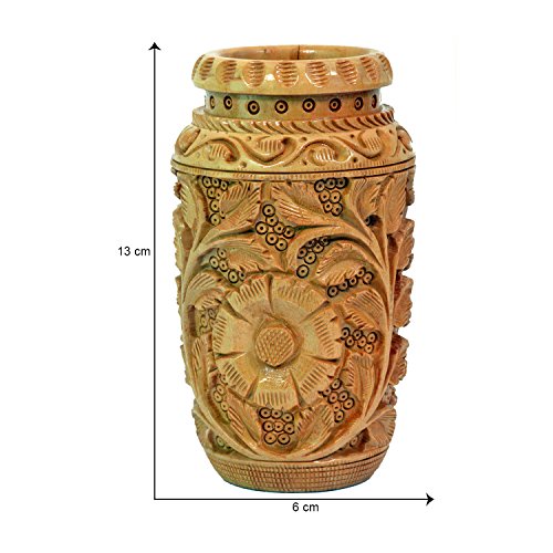 Craft Trade Hand Carved Wooden Pen Holder Desk Organizer, Floral Design Pencil Holder Cup for Office Home School, Wood Stationery Storage Box, Desk Decor, Brown - color: Leaf Brown