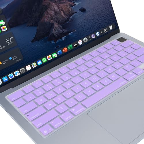 MOSISO Keyboard Cover Skin Compatible with MacBook Air 13.6 inch 2025 M4 A3240/Air 15 inch 2025 M4 A3241/Pro 14 inch 2025 M5 A3434, Purple - color: Purple