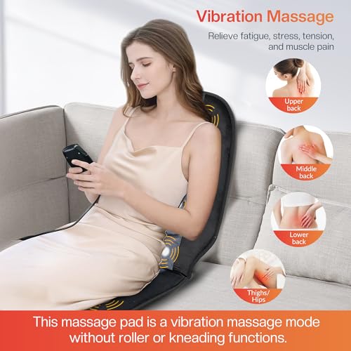 CILI Massage Chair Pad,Back Massager with Heat,Massage Seat Cushion with 10 Vibration Motors,30-60-90 Minutes Heating Options,Chair Massager for Office Chair, Home Office Use, Relaxation Gift - color: Black
