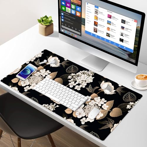 Large Desk Mat, Dual Side PU Leather Waterproof Mousepad Desk Pad, Desk Protector Writing Pads Desk Accessories for Office and Home (C-Black Gold Flower, 24''X14'') - color: C-black Gold Flower, size: 24''X14''