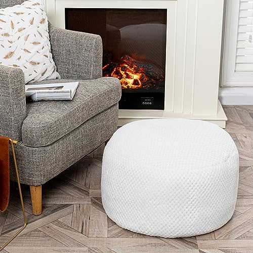 Asuprui Pouf Ottoman Unstuffed Ottoman Foot Rest No Filler Floor Pouf Soft Foot Stool 20x20x12 Inches Fuzzy Chair Floor Chair with Storage for Living Room Bedroom White - color: White