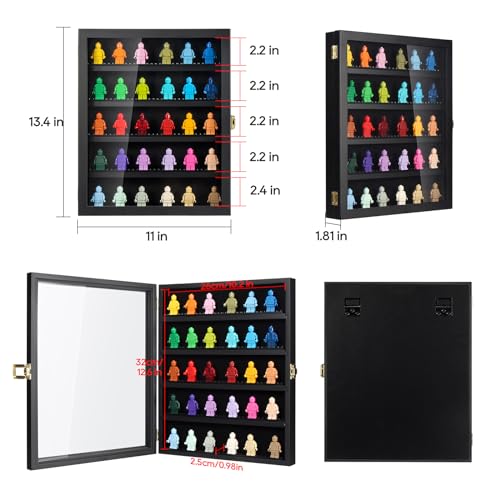 TJ.MOREE Minifigure Display Case for Collectibles, Mini Figure Display Case Wall Mount, 11 x 13.4 inches Black - color: Black-5-tier