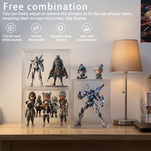 Clear Acrylic Display Case for Figures, 3 Layer Adjustable Acrylic Boxes for Display, Stackable Display Boxes for Collectibles, Action Figure Display Case for Shoe, Bread, Cosmetic, Handbag, 2 Pack - color: Set(2 Pack), size: 7.1"