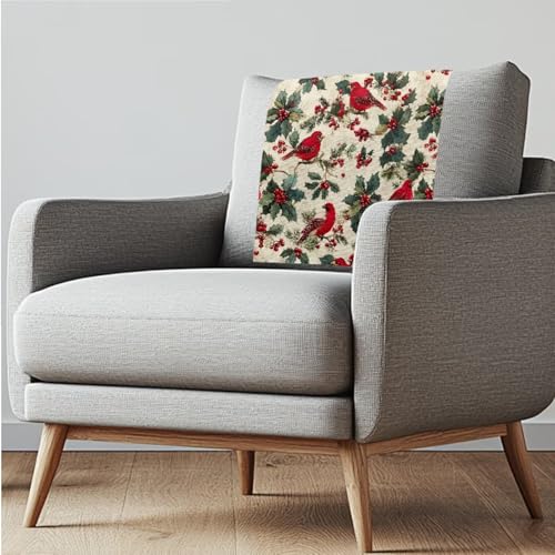 Locust Cardinals Sofa Headrest Armrest Cover Set for Recliner Sofa Headrest Protector Fade Resistant Headrests Cover Slipcover with Fixing Nails Headrests Protector Covers for Couch Furniture - color: Locust Cardinals
