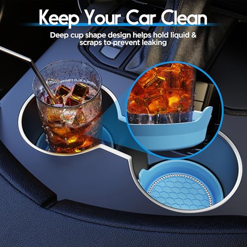 Amooca Car Cup Coaster Universal Non-Slip Cup Holders Bling Crystal Rhinestone Car Interior Accessories 2 Pack Light Blue - color: Light Blue, size: 2 Pack