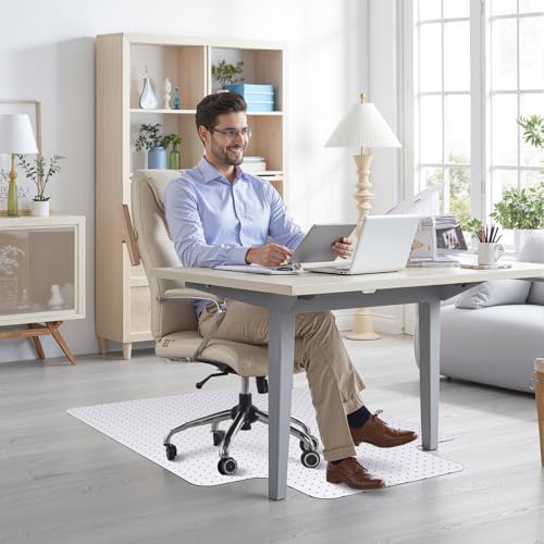 Office Chair Mat for Hard Floor, 45'' x 53'' Computer Desk Chair Mat for Floors, Easy Rolling for Office on Carpets Anti-Slip Carpet Protector for Rolling Work and Gaming Chairs - size: Nonagonal 2.2mm 45*53 in with Spikes