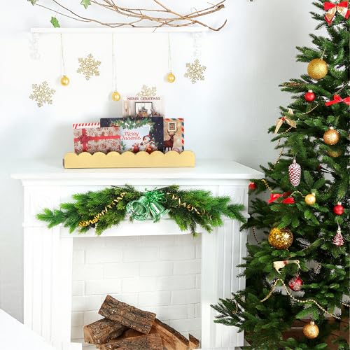 Cinnvoice 2 Pcs 12 Inch Scalloped Edge Christmas Card Display Wooden Christmas Card Holder Postcard Display Stand Organizer for Decoration Holiday Side Table Console Table Mantel Shelf Desk(Gold)