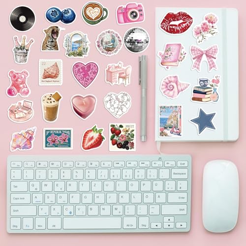 100PCS Pink Coquette Stickers Pack, Cute Aesthetic Bow Girly Stickers for Women Girls Waterproof Vinyl Decals for Laptop Water Bottles Computer Phone Guitar - color: Coquette Stickers