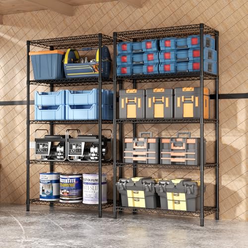 SINGAYE Shelf Closet Wire Shelving:Adjustable Metal Unit for Laundry Room Organization Bathroom Kitchen Home Garage Storage Pantry Rack Shelves - color: Black, size: 5Tier-18"Dx36"Wx71"H