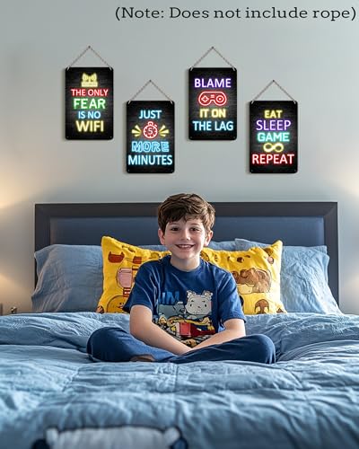 KUVIOKE Video Gamer Room Metal Sign Decor for Teen Boys Gaming Wall Art Gamer Neon Sign Teenage Bedroom Decor Ready to Hang 12x8in - color: WIFI