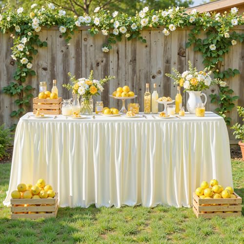 Wish Care 2 Pack Cream Rectangle Table Clothes for 4 Foot Tables, Polyester Fitted Tablecloths 4ft Stretch Table Cover for Wedding, Birthday, Parties, Trade Show, Craft Show - color: Cream, size: 48" x 24" (4 Ft - 2 Pcs)