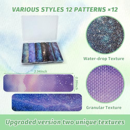 72 Pieces Anxiety Sensory Stickers with Storage Box - Sensory Stickers 2 Textured Surface - Fidget Strips for Office Desk Adult Stress (Galaxy) - style: Galaxy Style
