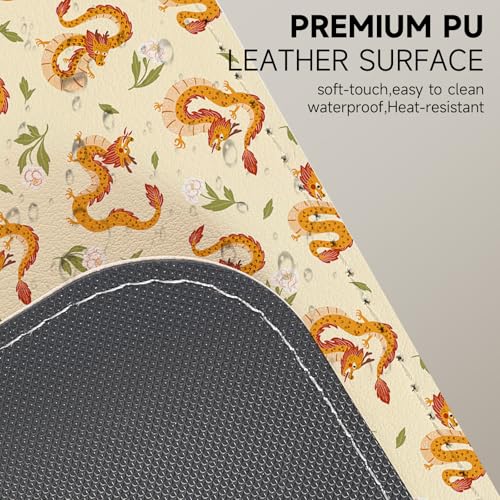AUPET PU Leather Desk Pad Protector Blotter, Animal 35 x 17in Large Mouse Pad,Cute Office Desk Mat,Waterproof Non-Slip Desk Writing Drawing Pad for Office Home Game (Dragons) - color: Dragons