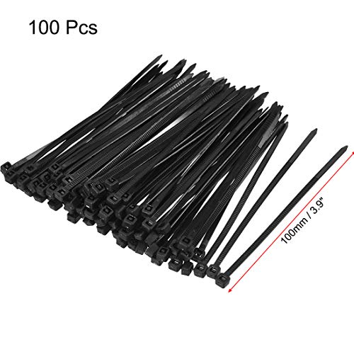 uxcell Nylon Cable Ties 4 Inch Self-Locking Zip Ties 0.12 Inch Width Black 100pcs - color: Black, size: 4x 0.12Inch