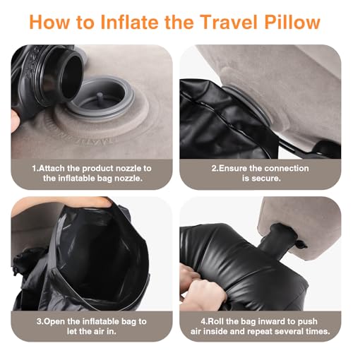 Maliton Inflatable Foot Rest Pillow for Travel,Kids Airplane Bed,Adjustable 3 Layers Height Leg Pillow of Air Travel Essentials,Car, Office, Home - Fast Inflation (Grey) - color: Grey