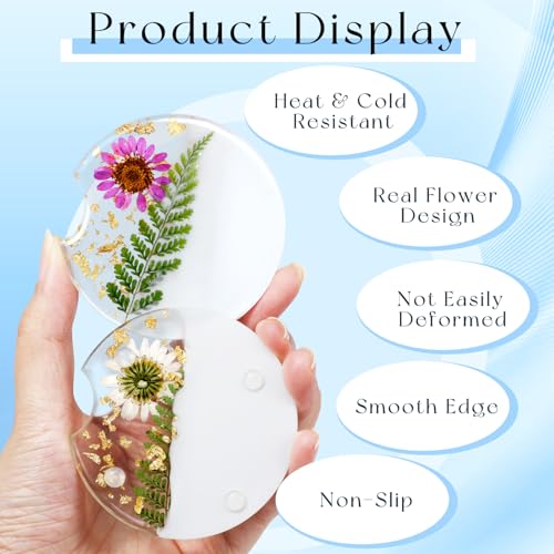 Swooflia Flower Car Cup Holder Coasters for Women - 2.75 Inch Cute Resin Clear Automotive Drink Cupholder Insert Car Accessories 2 Pack Purple - color: Purple
