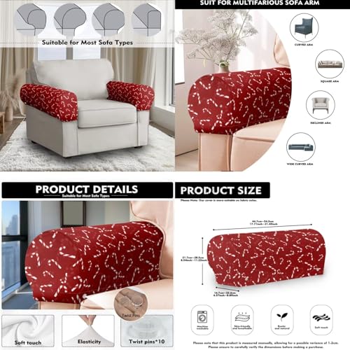 Christmas Candy Sofa Headrest Armrest Cover Set Sofa Chair Protector Covers Armchair Headrest Cover, Fade Resistant Couch Slipcover Non Slip Furniture Protector Lounge Couch Cvers - color: Christmas Candy
