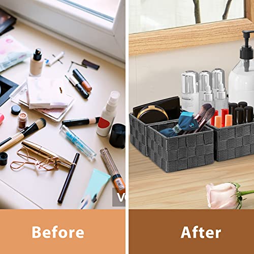 Posprica Woven Storage Baskets for Organizing 6 Pack, Large&Small Storage Cube Bins Set for Bathroom, Storage Boxes Container for Drawer, Closet, Shelf, Dresser, Dark Grey - color: Dark Grey-6pcs