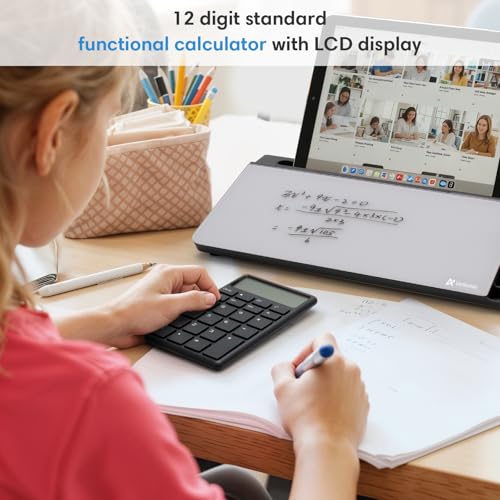 Varhomax Glass Desk Whiteboard with Calculator, Desktop Dry Erase White Board with Storage, to Do List Memo Notepad for Home and Office - color: Calculator-black&gray
