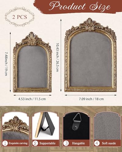 Wonderjune 2 Pcs Gold Jewelry Display Frame Vintage Jewelry Stand 10″, 7″ Resin Necklace Organizer Ring Holder Earring Tray for Photography Props Women Wedding Gifts(Grey,Large,Small,Elegant) - color: Grey, size: Large,Small, style: Elegant