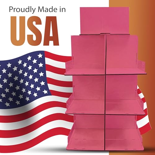 Versatile 4-Sided Rotating Display Stand for Candy, Snacks, Jams, Produce and More - Ideal for Craft Shows, Farmers Markets, and Retail Stores - 12 Shelves, Heavy-Duty Design, Easy Setup (Pink) - color: Pink
