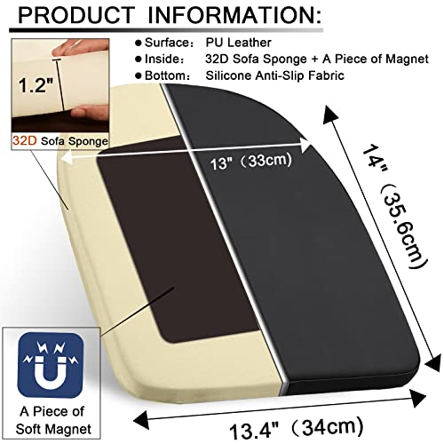BUYUE 14" Metal Chair Cushion with Magnetic 1 Piece, Luxury PU Leather Waterproof Anti-Slip Seat Pad for Kitchen Cafe Dining Bistro Stackable Chairs (U-Shape, Off-White, 1) - color: Off-white, style: U-shape-1 Pcs
