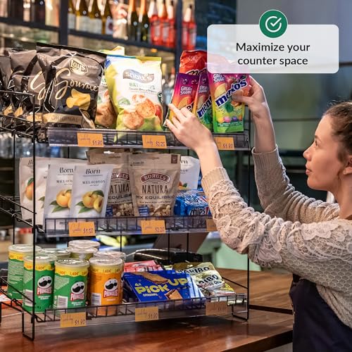 Candy Display Rack | Candy Organizer | Snack Organizer For Countertop | Display Snack Rack | Snack Shelf And Chip Rack For Stores | Snack Display For Counter | Snack Stand For Stores, Office, And More