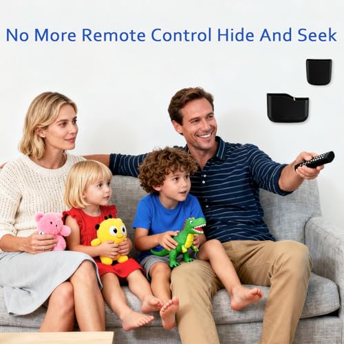 Remote Holder Wall Mount TV FAN Remote Control Holder Bedside Caddy Wall Organizer Phone Holder for Office Adhesive Media Player Controller Holder Box Tray Home Desk Nightstand 2 BIG 2 SMALL BLACK - color: 2BIG2SAMLL BLACK
