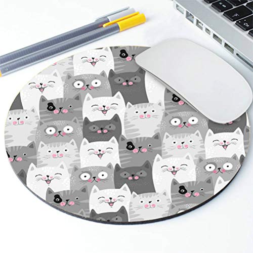 Funny Grey Cats Customized Round Non-Slip Rubber Mousepad Gaming Mouse Pad 7.9"X7.9" inch - color: Amr03